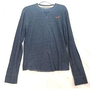 Hollister M Blue Thermal Shirt Sweater Long Sleeve Logo